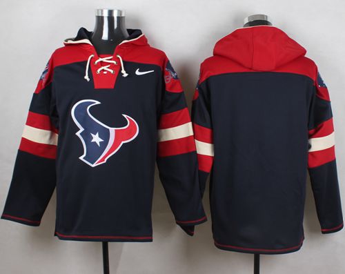 Nike Texans Blank Navy Blue Player Pullover NFL Hoodie - Click Image to Close